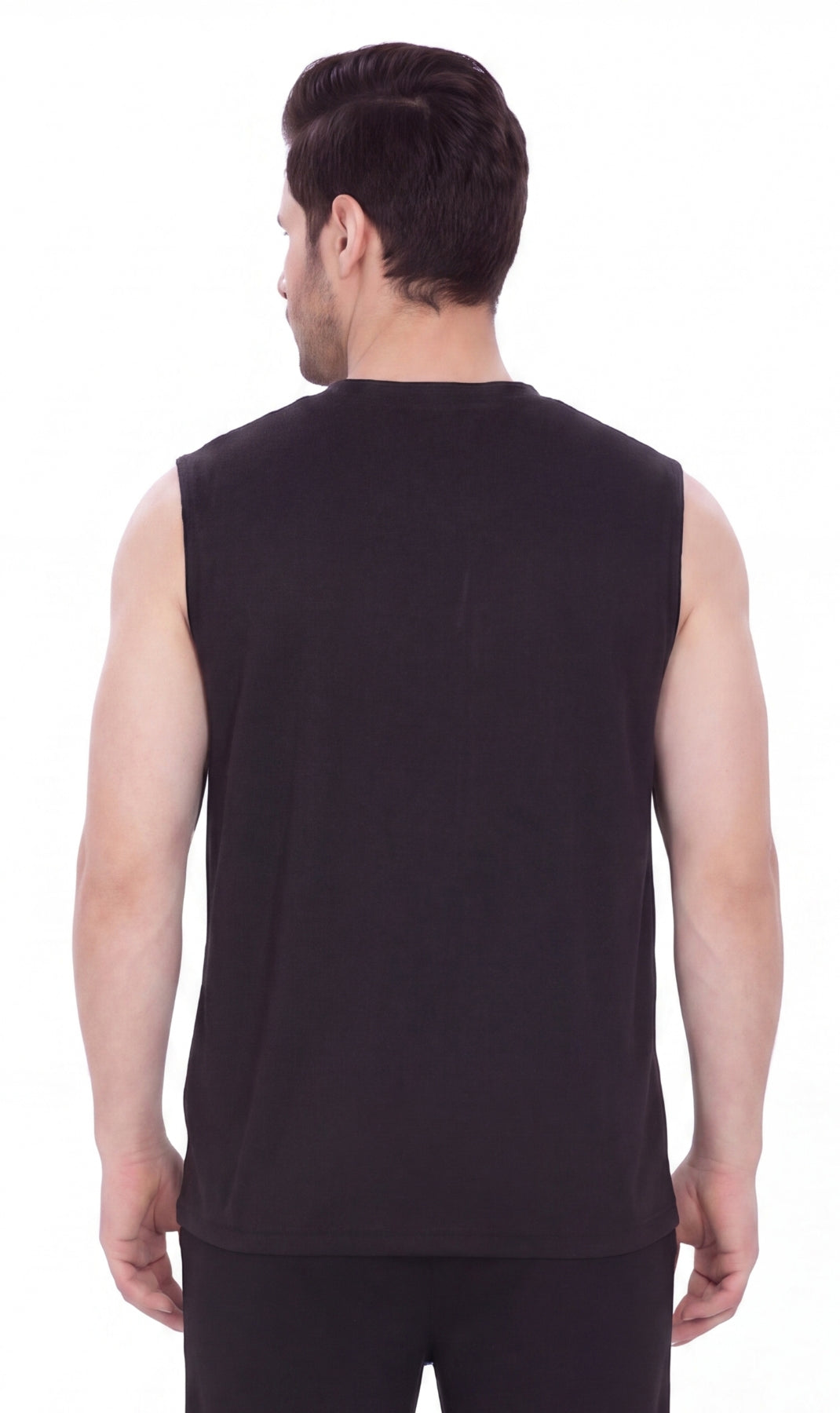 Men’s Sleeveless Crew Neck T-Shirt – Regular Fit, Heavier Cotton Blend Jersey with Chest Pocket
