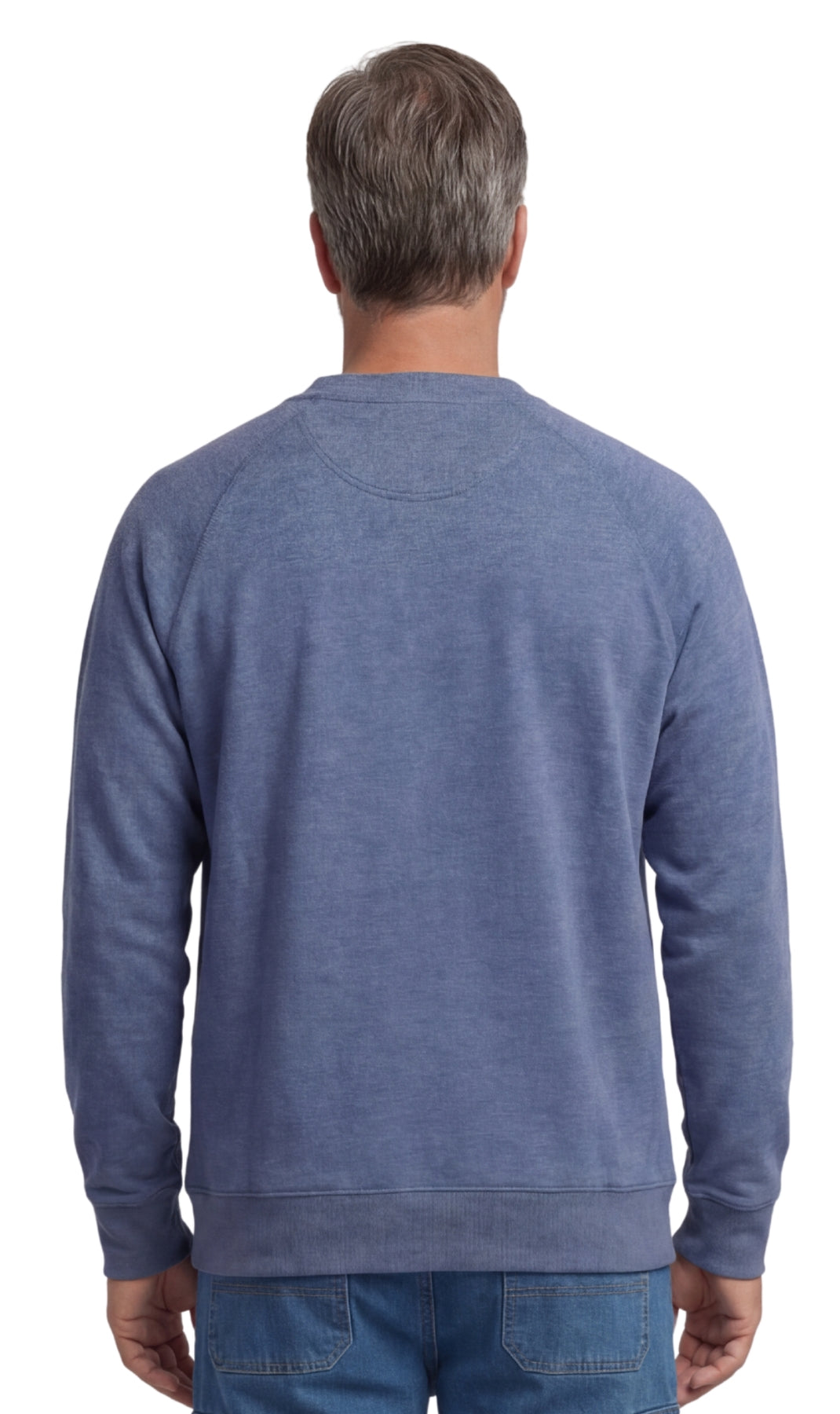 Turtle Bay New York Mens 3-Pocket Fleece Sweatshirt with Raglan Seams, Chest Pocket and Tagless Neck blue heather back