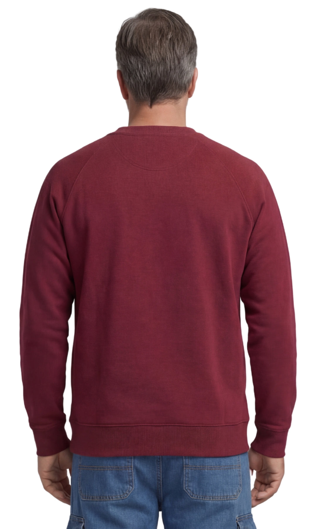 Turtle Bay New York Mens 3-Pocket Fleece Sweatshirt with Raglan Seams, Chest Pocket and Tagless Neck burgundy back