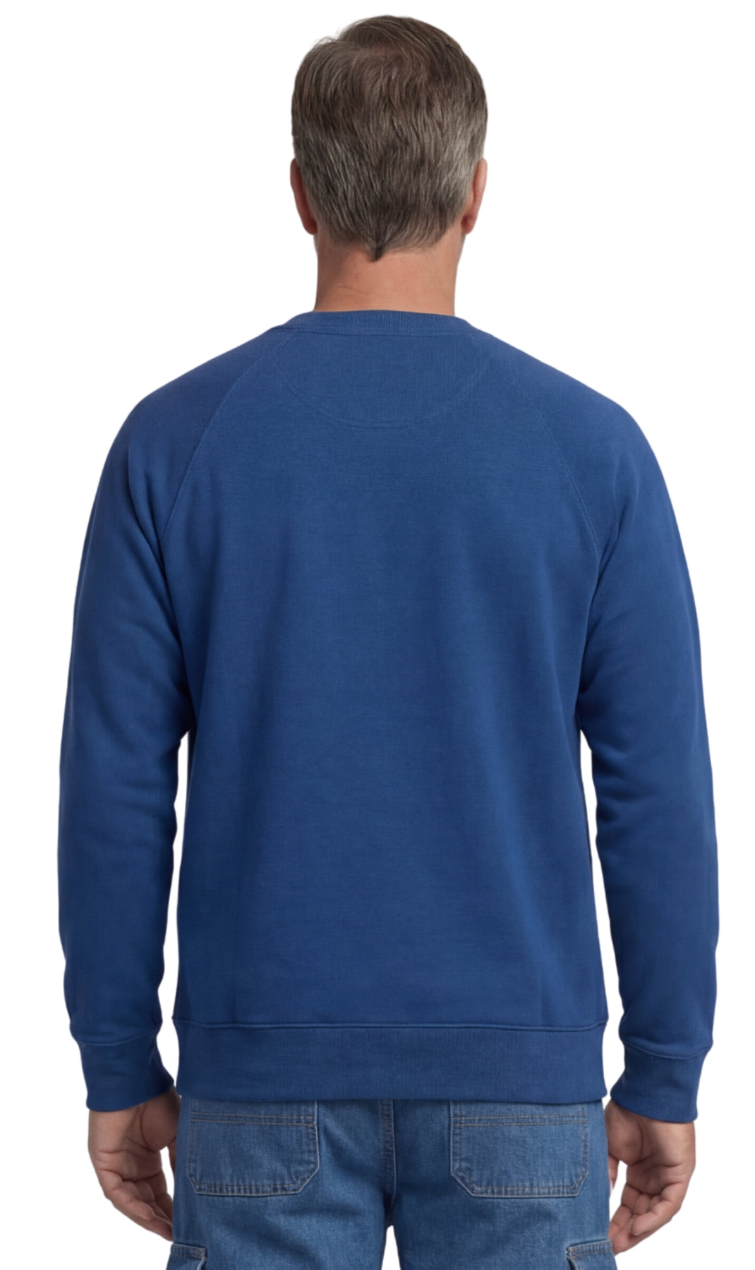 Turtle Bay New York Mens 3-Pocket Fleece Sweatshirt with Raglan Seams, Chest Pocket and Tagless Neck cobalt  back
