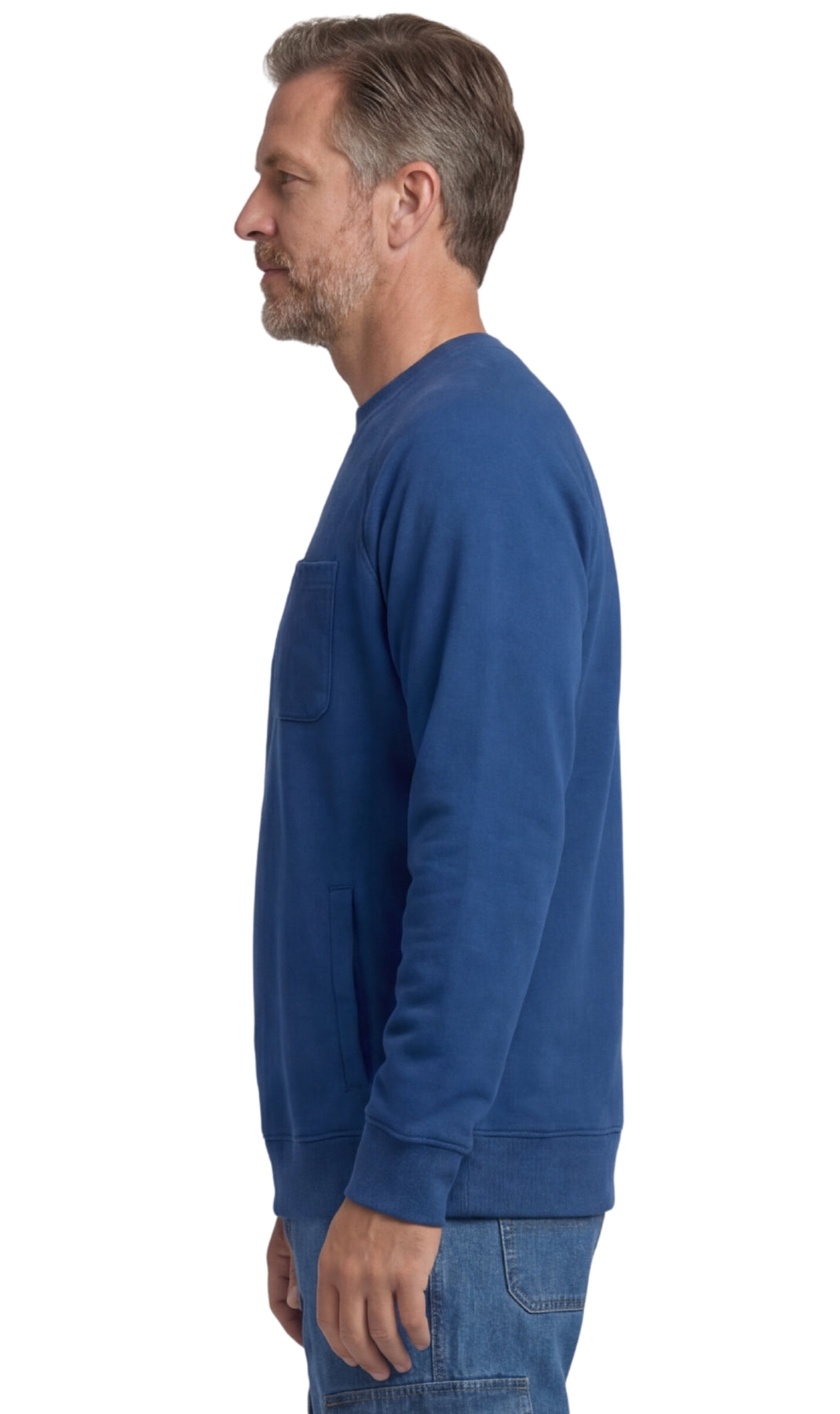 Turtle Bay New York Mens 3-Pocket Fleece Sweatshirt with Raglan Seams, Chest Pocket and Tagless Neck cobalt  side