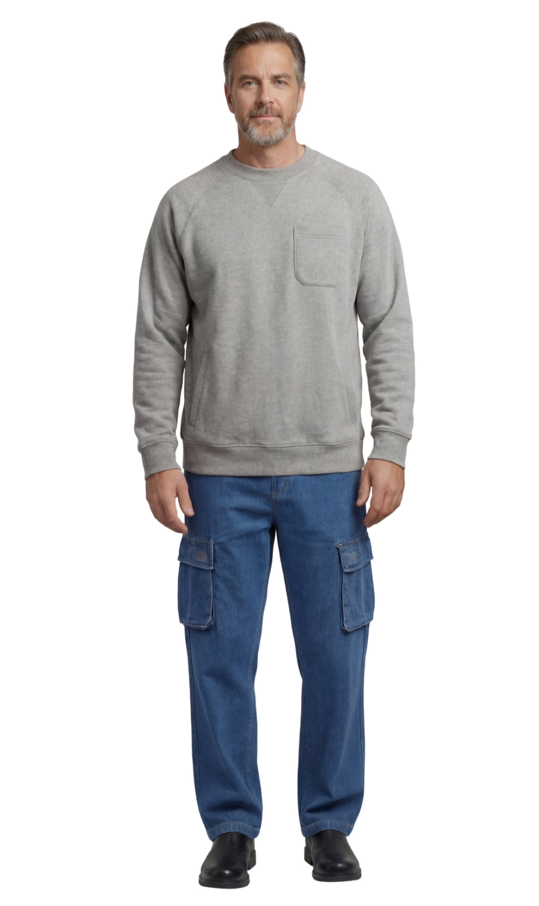 Turtle Bay New York Mens 3-Pocket Fleece Sweatshirt with Raglan Seams, Chest Pocket and Tagless Neck gray full