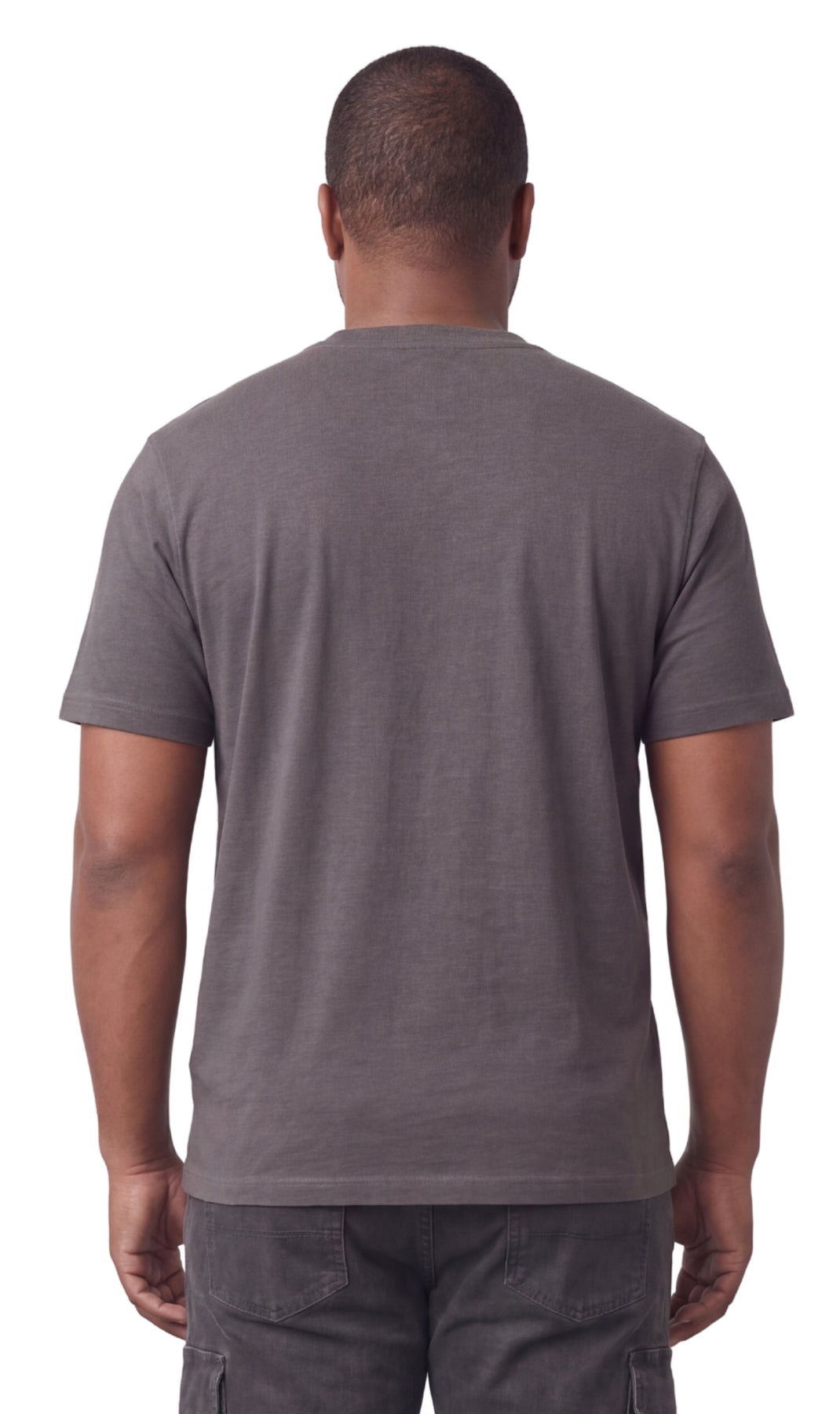Turtle Bay New York Men's Short Sleeve Henley Relaxed Fit Shirt with Pocket charcoal back