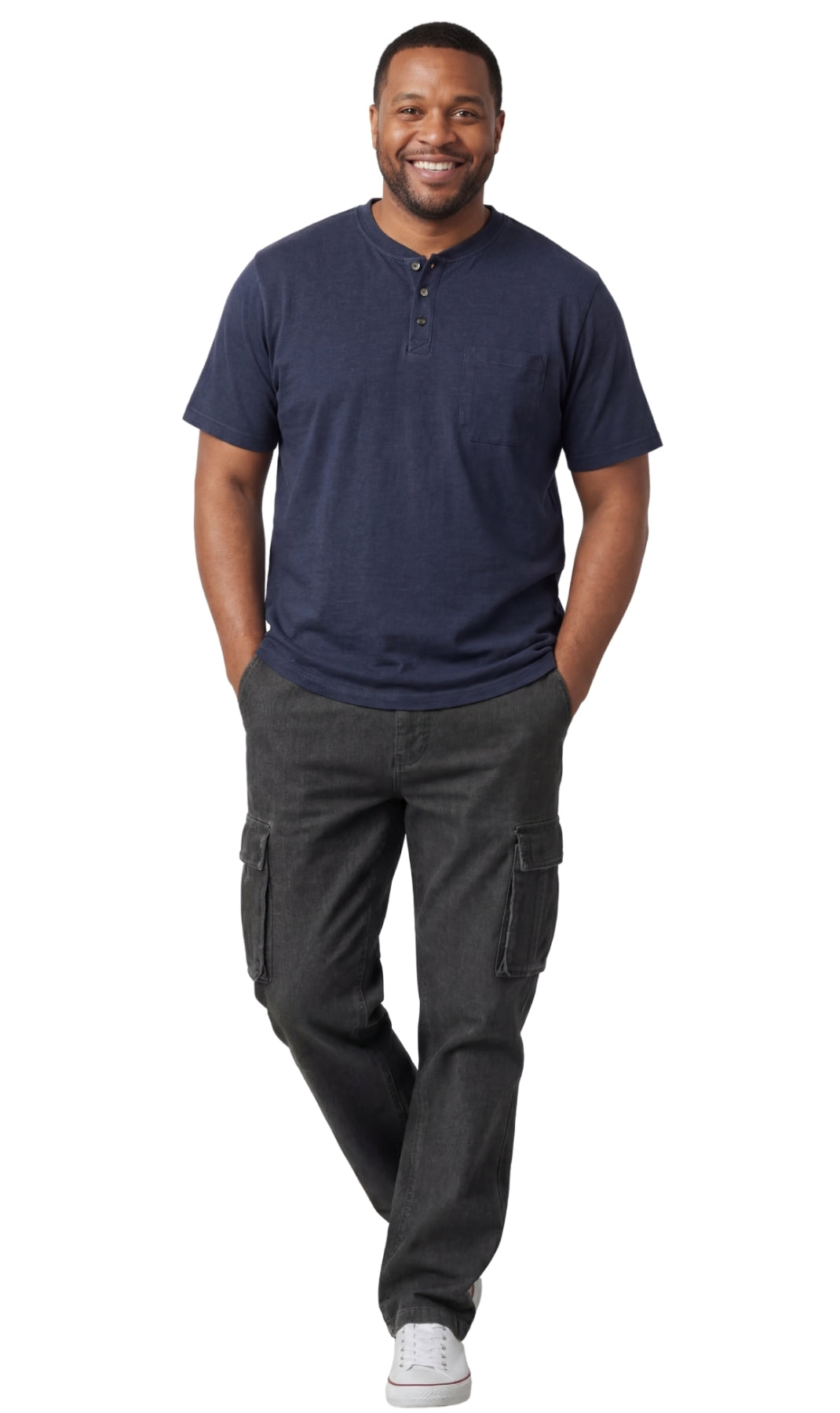 Turtle Bay New York Men's Short Sleeve Henley Relaxed Fit Shirt with Pocket navy full