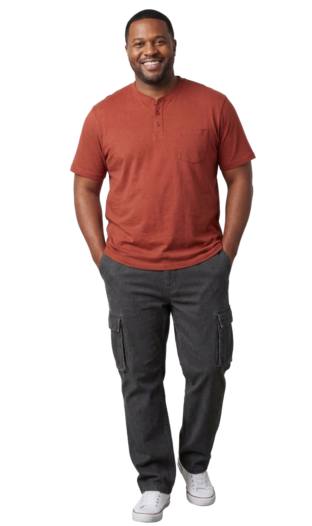 Turtle Bay New York Men's Short Sleeve Henley Relaxed Fit Shirt with Pocket readwood full