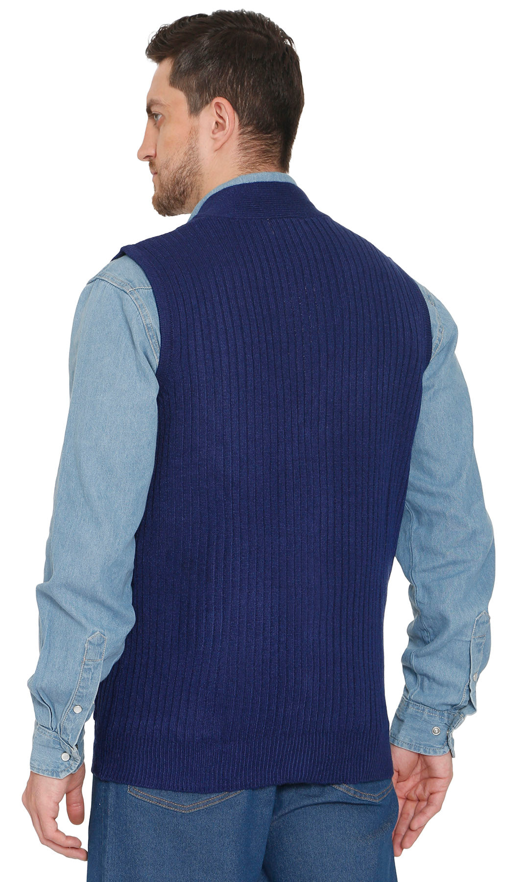 Men's Relaxed Fit Rib Knit Sweater Vest - Button Front with Pockets 25