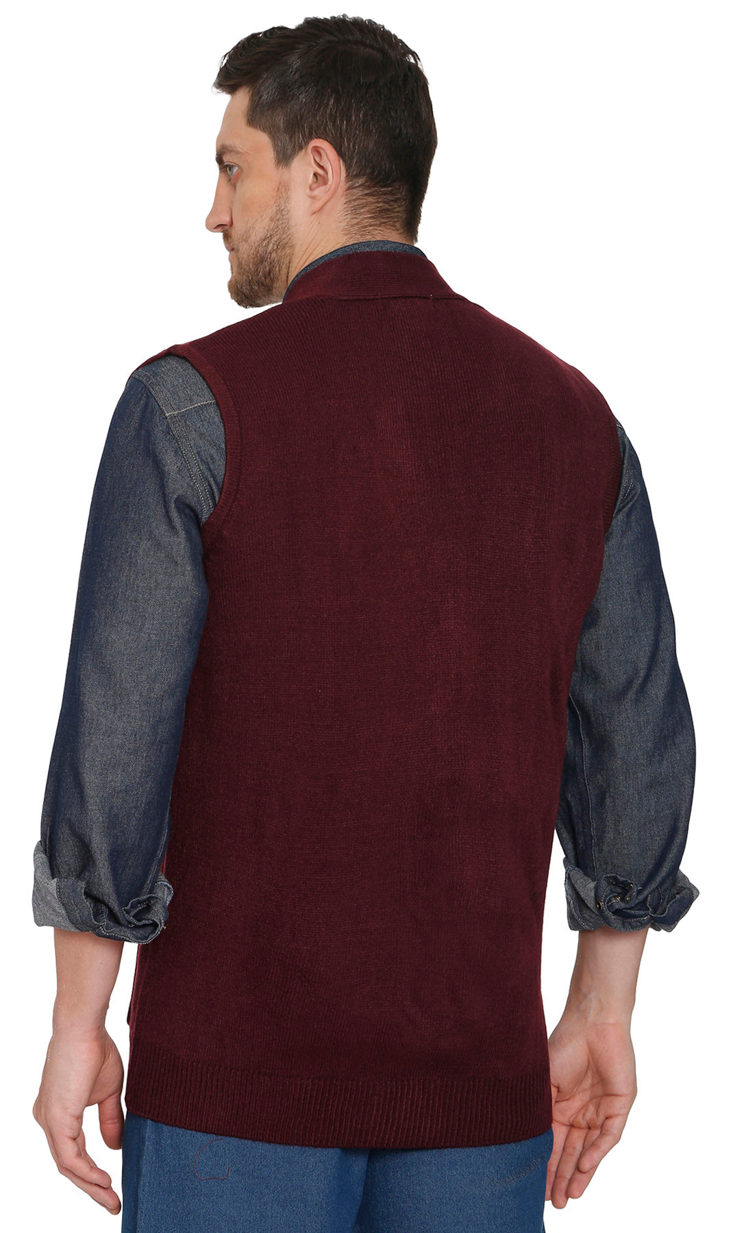 Turtle Bay Apparel Men's Cashmere-Like Button Front Flat Knit Sweater Vest – Burgundy