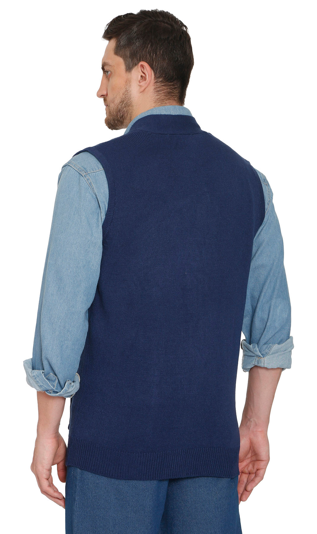 Turtle Bay Apparel Men's Cashmere-Like Button Front Flat Knit Sweater Vest – Navy