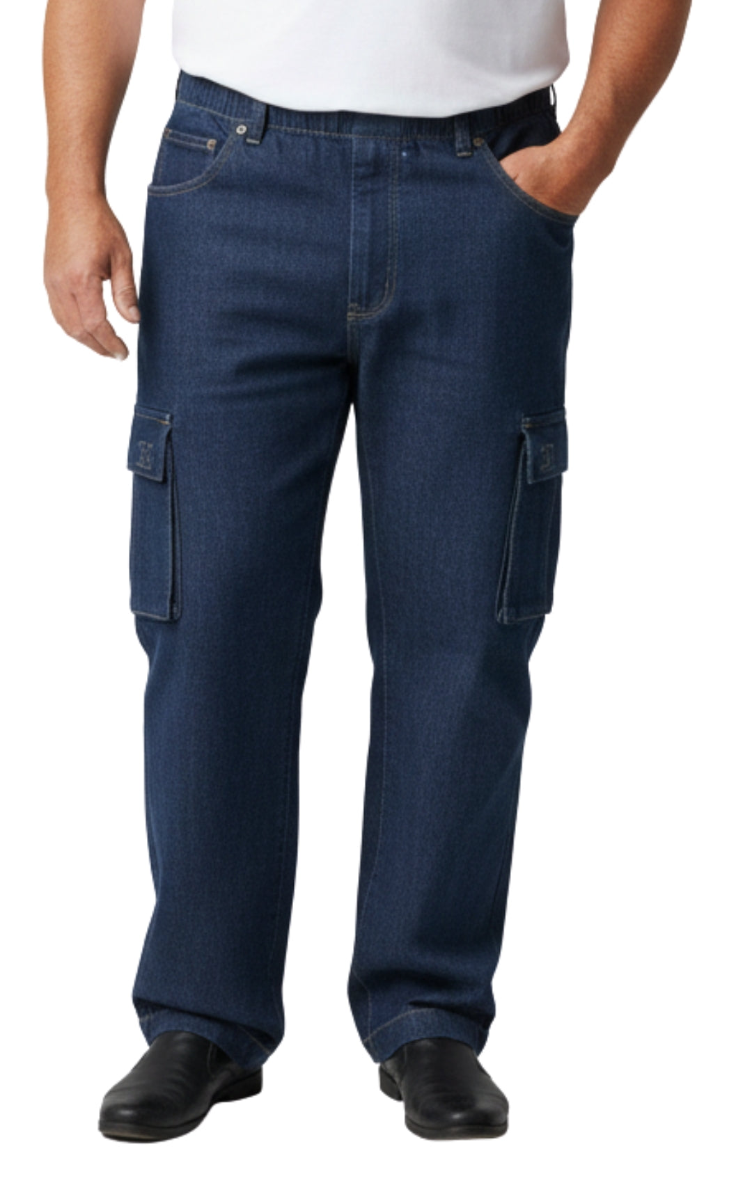 Turtle Bay Apparel Men's Lightweight Double Cargo Pocket Pull-On Jeans