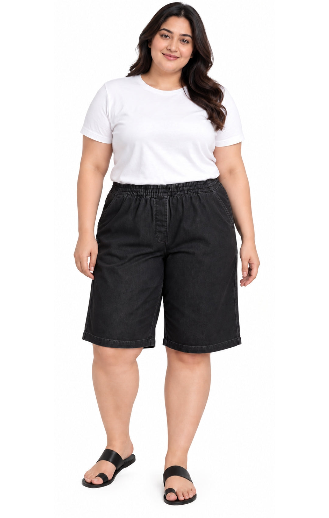 Women's Easy Pull-On Bermuda Shorts in Denim and Twill 42