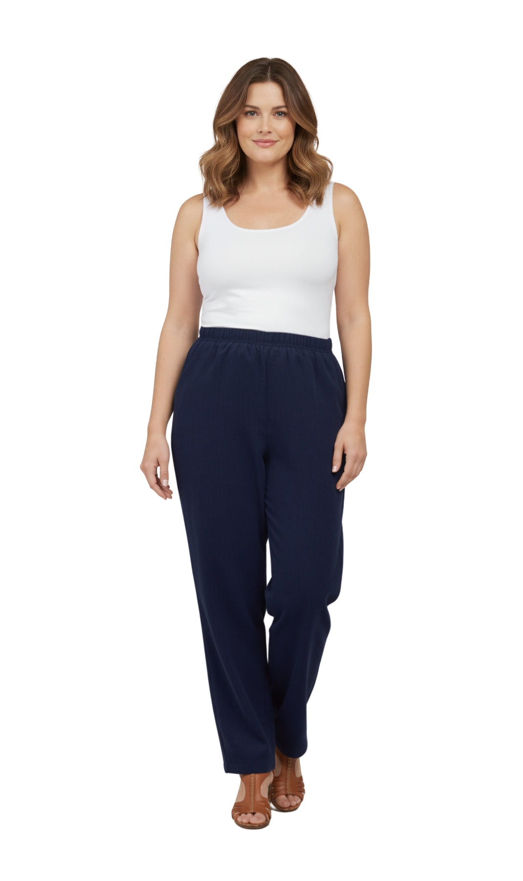 Womens Pull On Fine Wale Corduroy Pants with soft-covered elastic waist 28