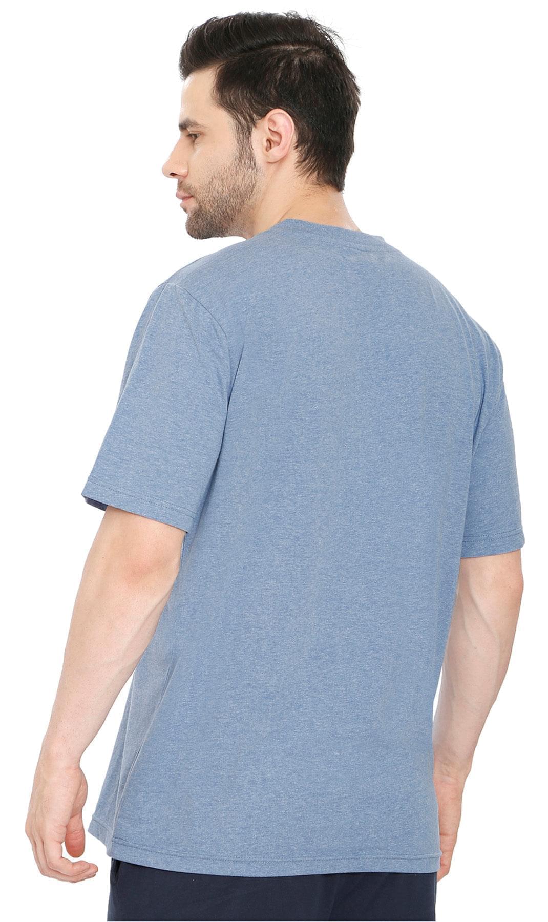 Men's V-Neck T-Shirt with Pocket ÔÇô The Dressier Tee - Blue Heather - Back - TURTLE BAY APPAREL