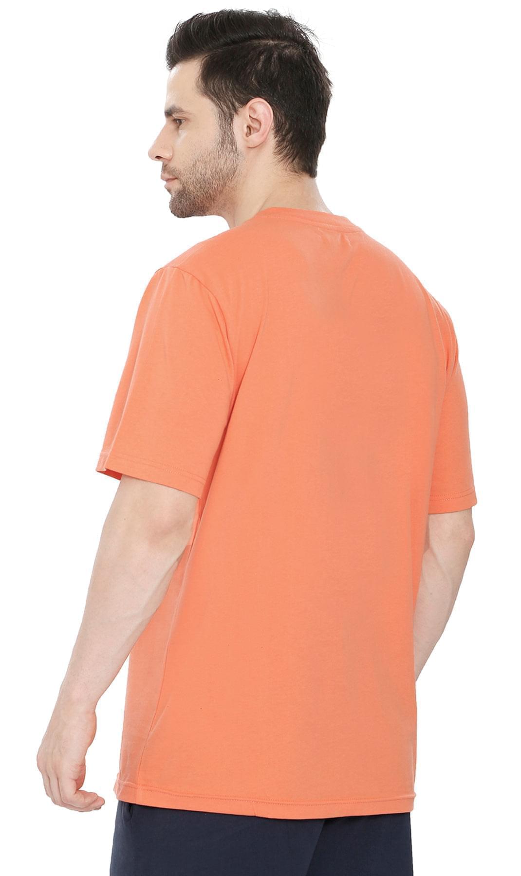 Men's V-Neck T-Shirt with Pocket ÔÇô The Dressier Tee - Melon - Back -TURTLE BAY APPAREL