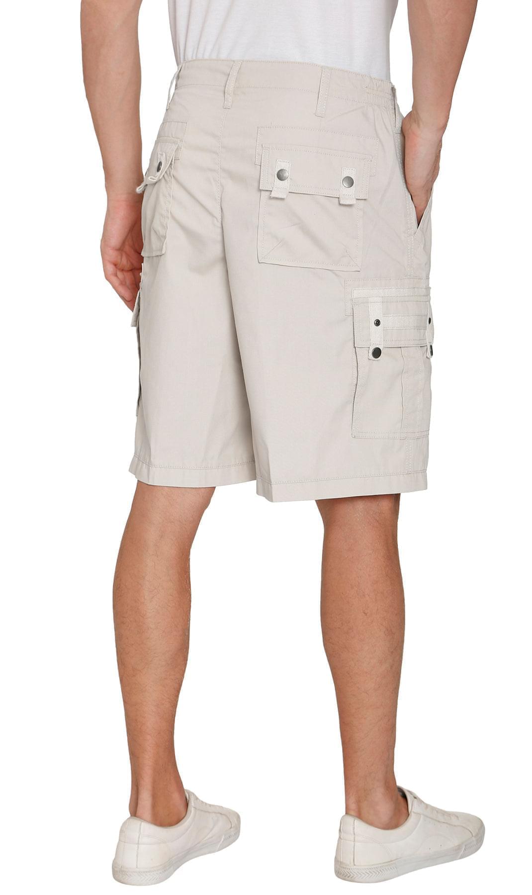 Men's Elastic Waist Cargo Shorts - Comfort and Functionality for Any Adventure Stone - Back -TURTLE BAY APPAREL