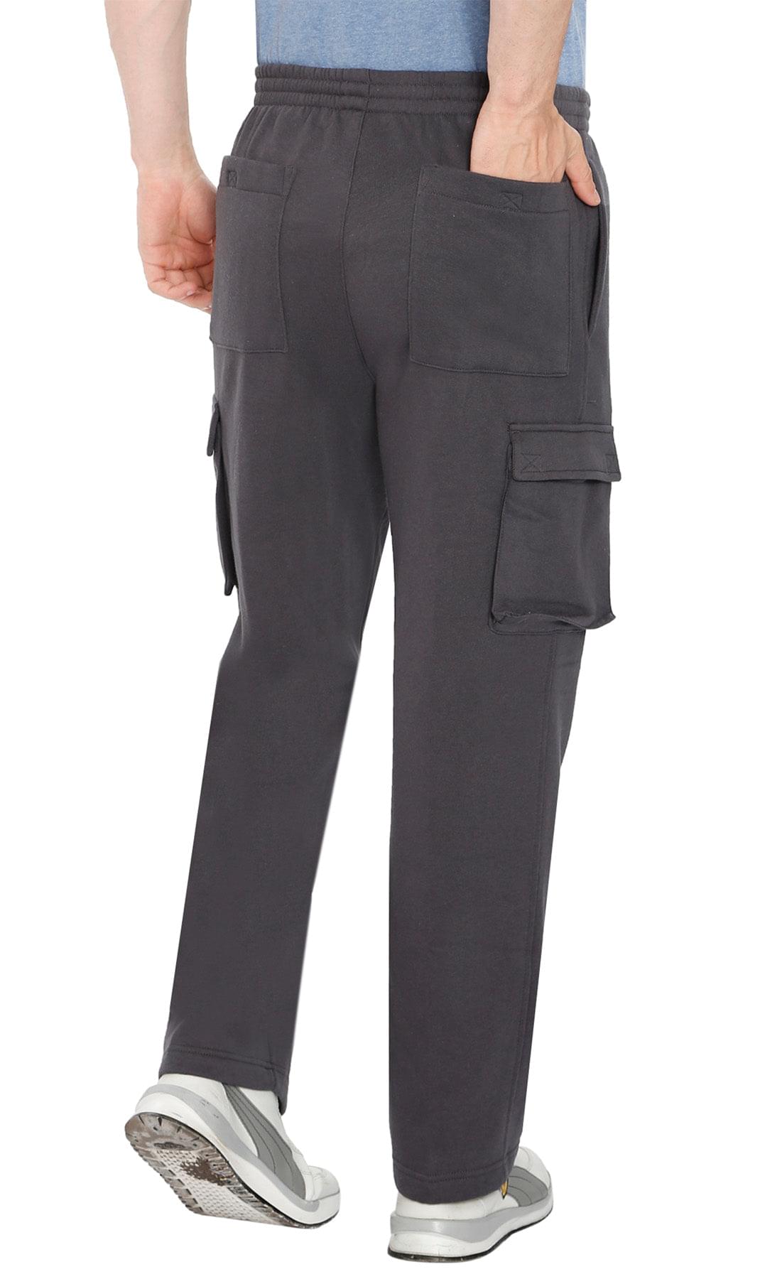 Men's Fleece Cargo Pants - Comfy Sweatpants for No-Chill Chillin' Charcoal Heather - Back -TURTLE BAY APPAREL