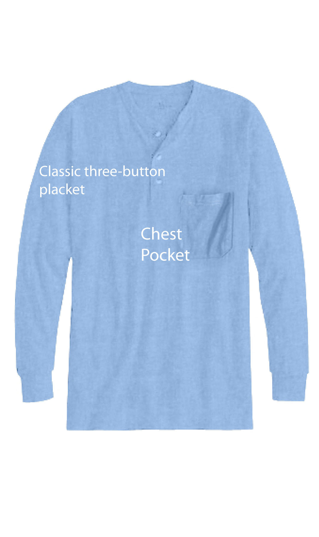 Turtle Bay New York Men's Long Sleeve Henley Shirt with 3 Button Placket Info