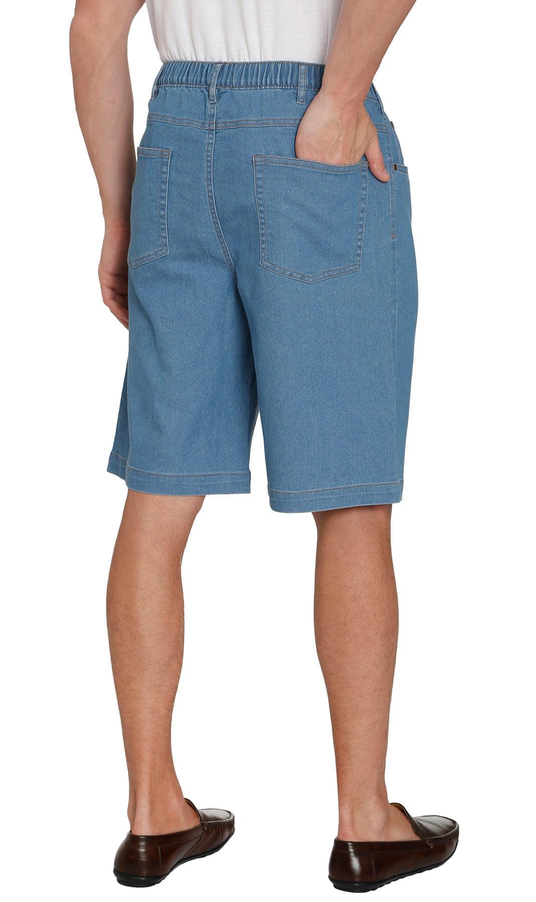 Men's Pull On Shorts - Easy Step-In Styling Free of Buttons and Snaps -Stone Wash - Back -TURTLE BAY APPAREL