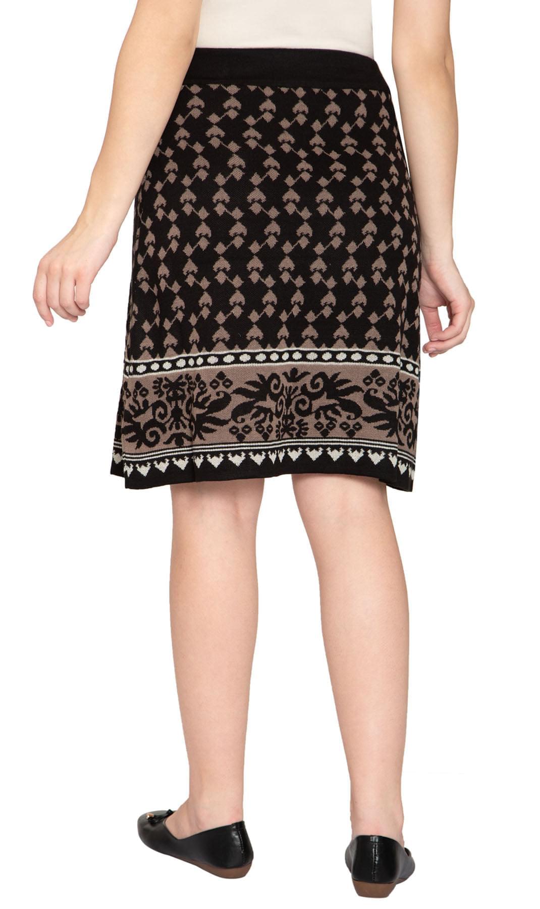 Women's Jacquard Knee Length Sweater Skirt - Back - TURTLE BAY APPAREL