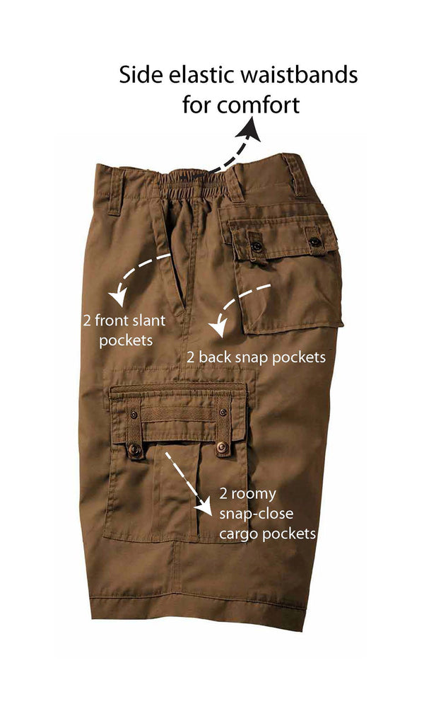 Men's Cargo Shorts with Elastic Waist and Multi Pockets for added comfort