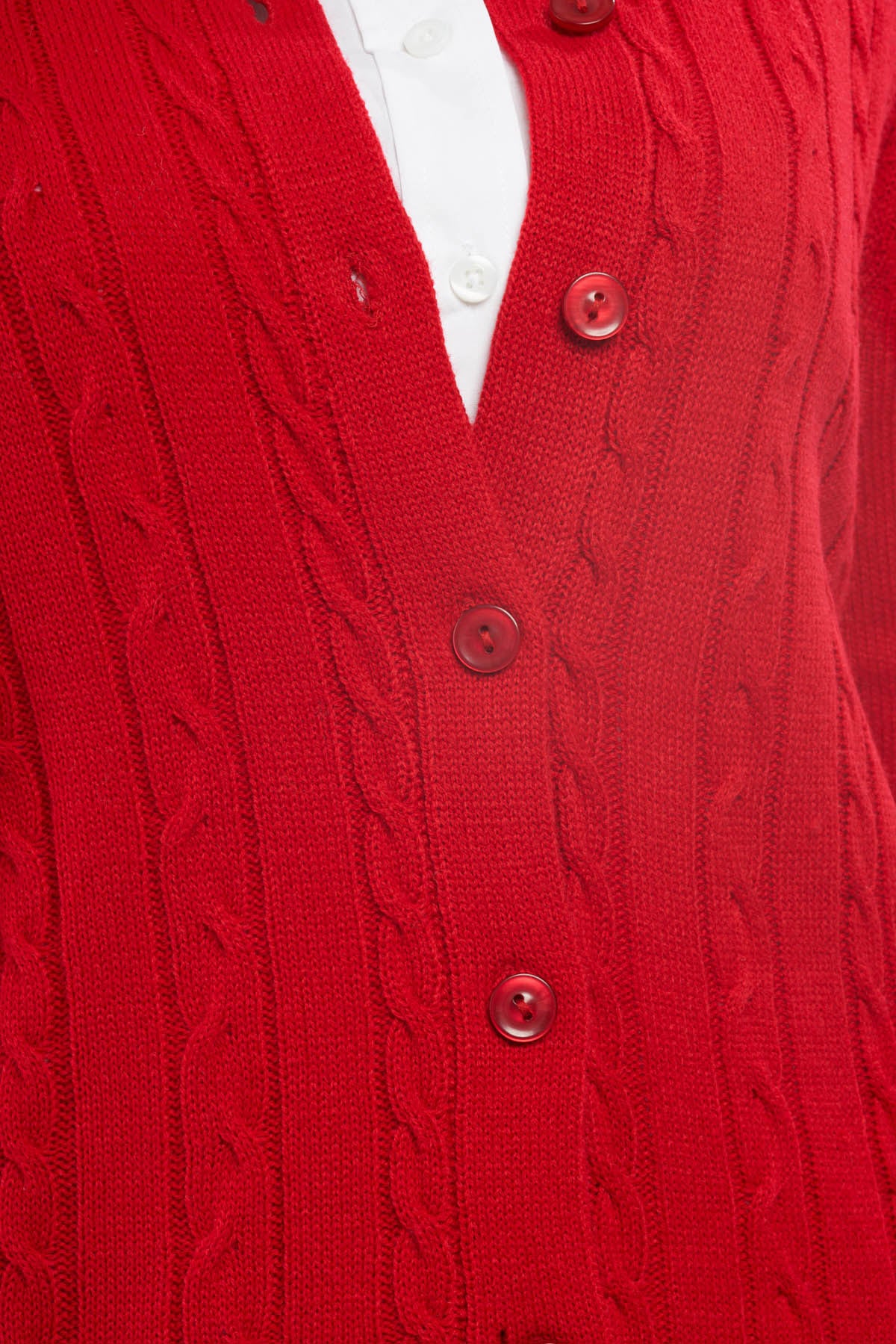 Women's Classic Button Front Cable Knit Cardigan in Soft Acryllic 22