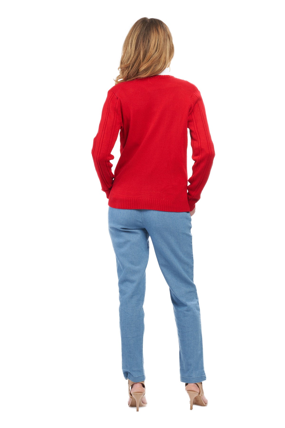 Women's Classic Button Front Cable Knit Cardigan in Soft Acryllic 24