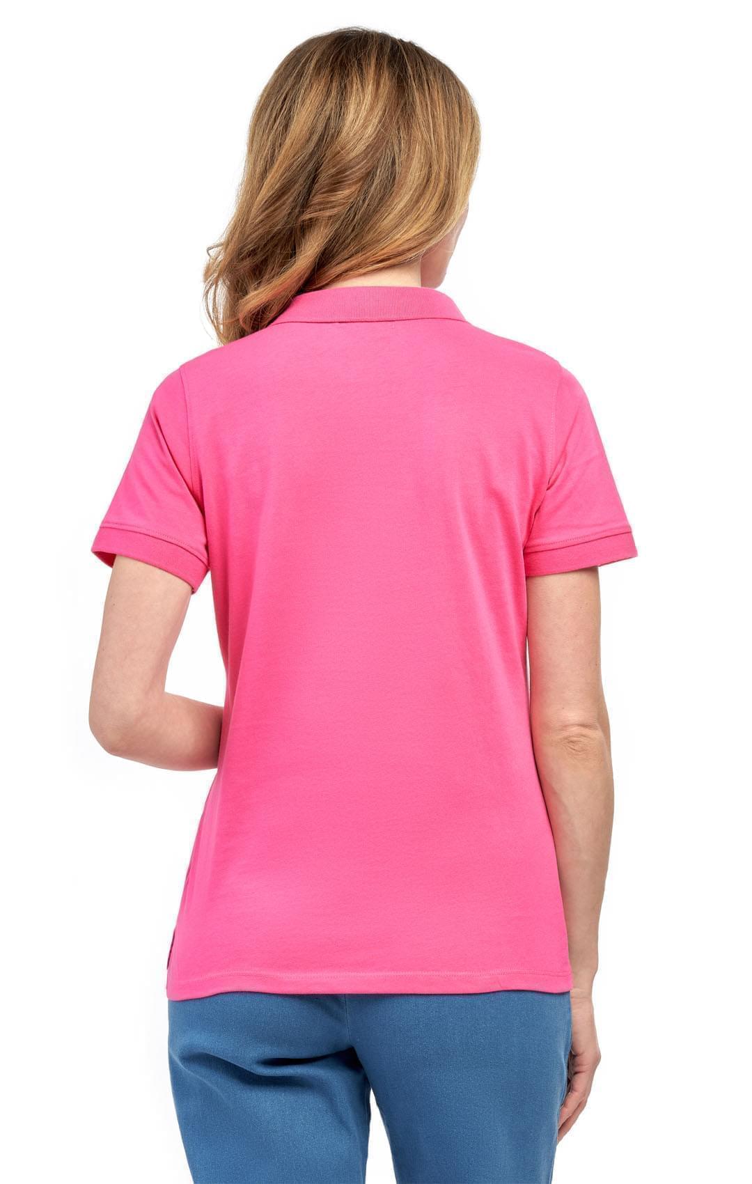Women's Jersey Knit Polo - Pink - Back -  TURTLE BAY APPAREL