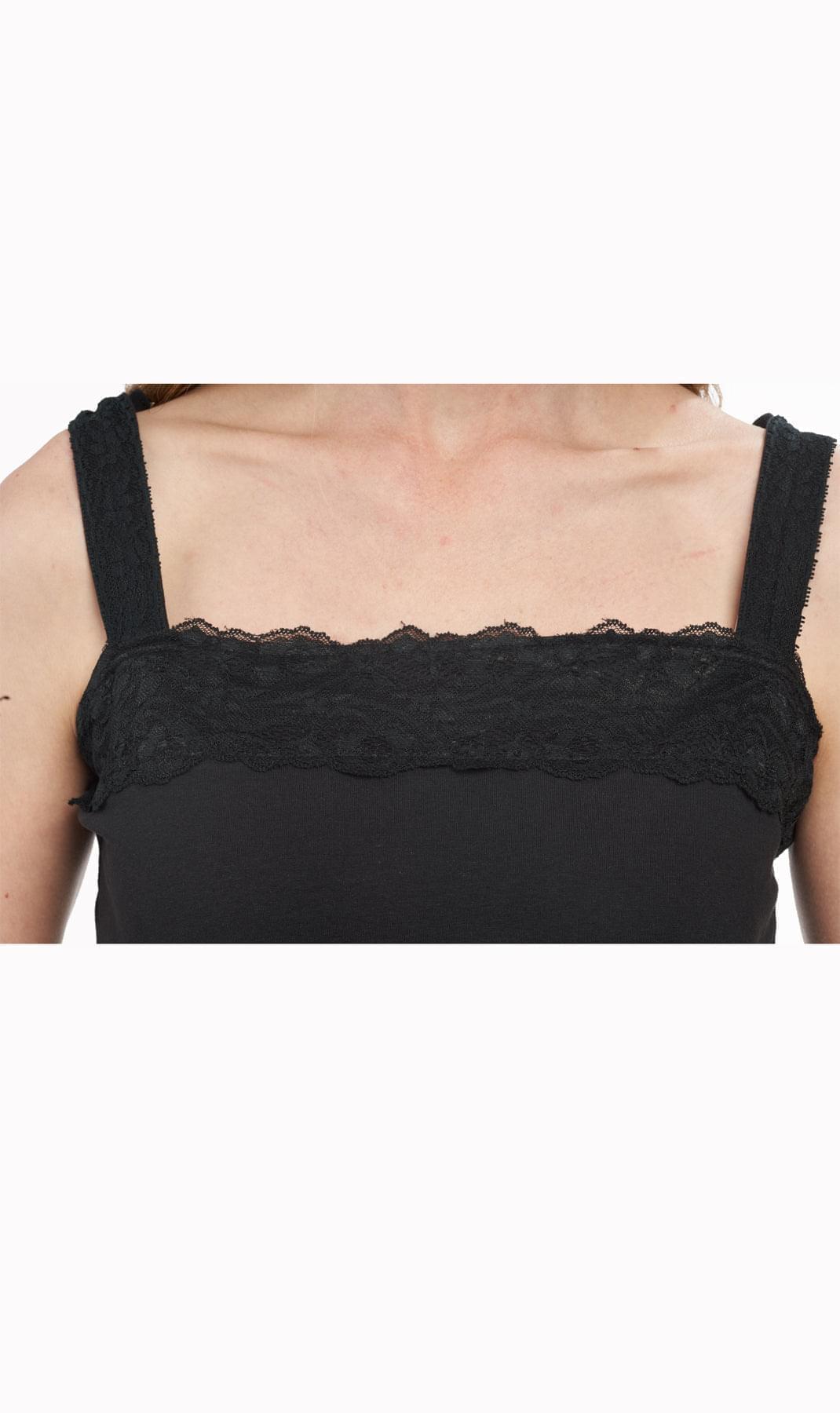 Women's Lace Trim Tank - Black - Close up - TURTLE BAY APPAREL