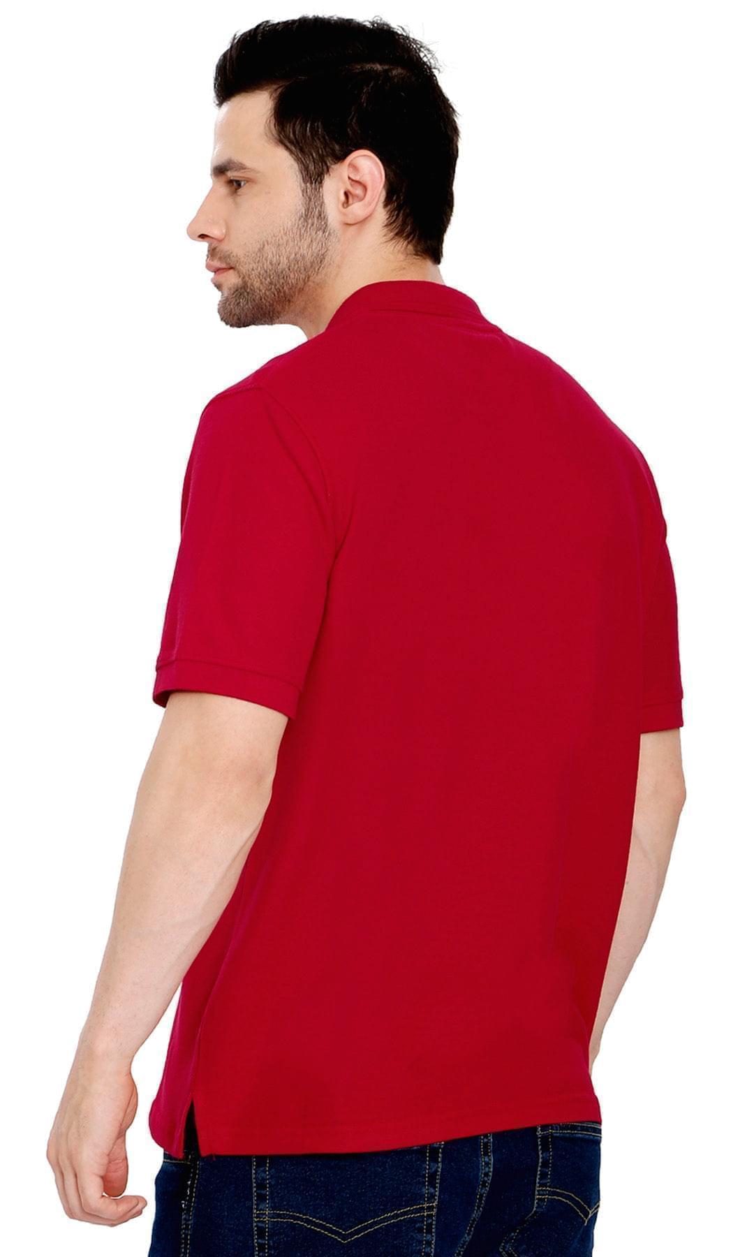 Mens Pique Knit Polo Shirts - Red - Back -TURTLE BAY APPAREL