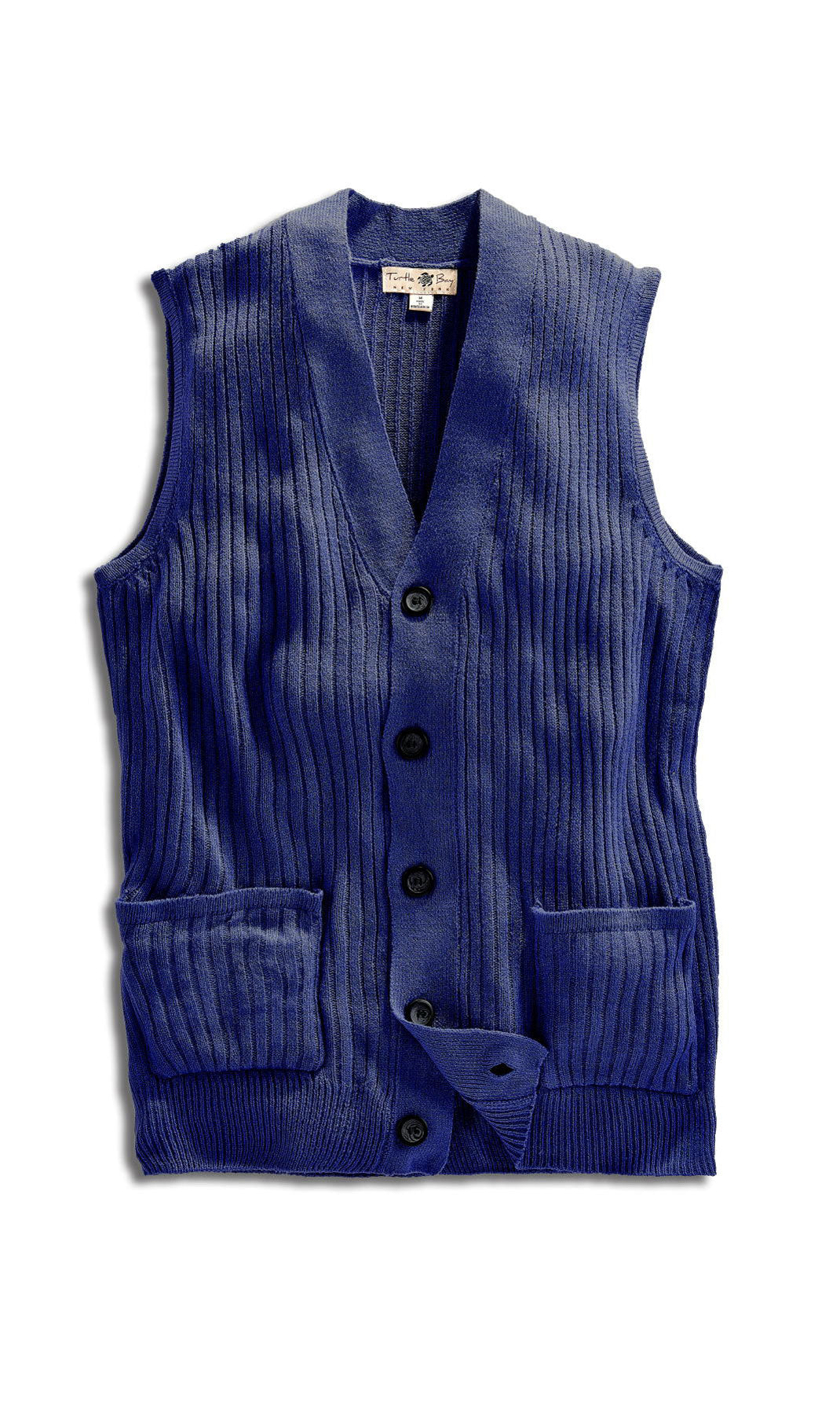 Men's Relaxed Fit Rib Knit Sweater Vest - Button Front with Pockets 28