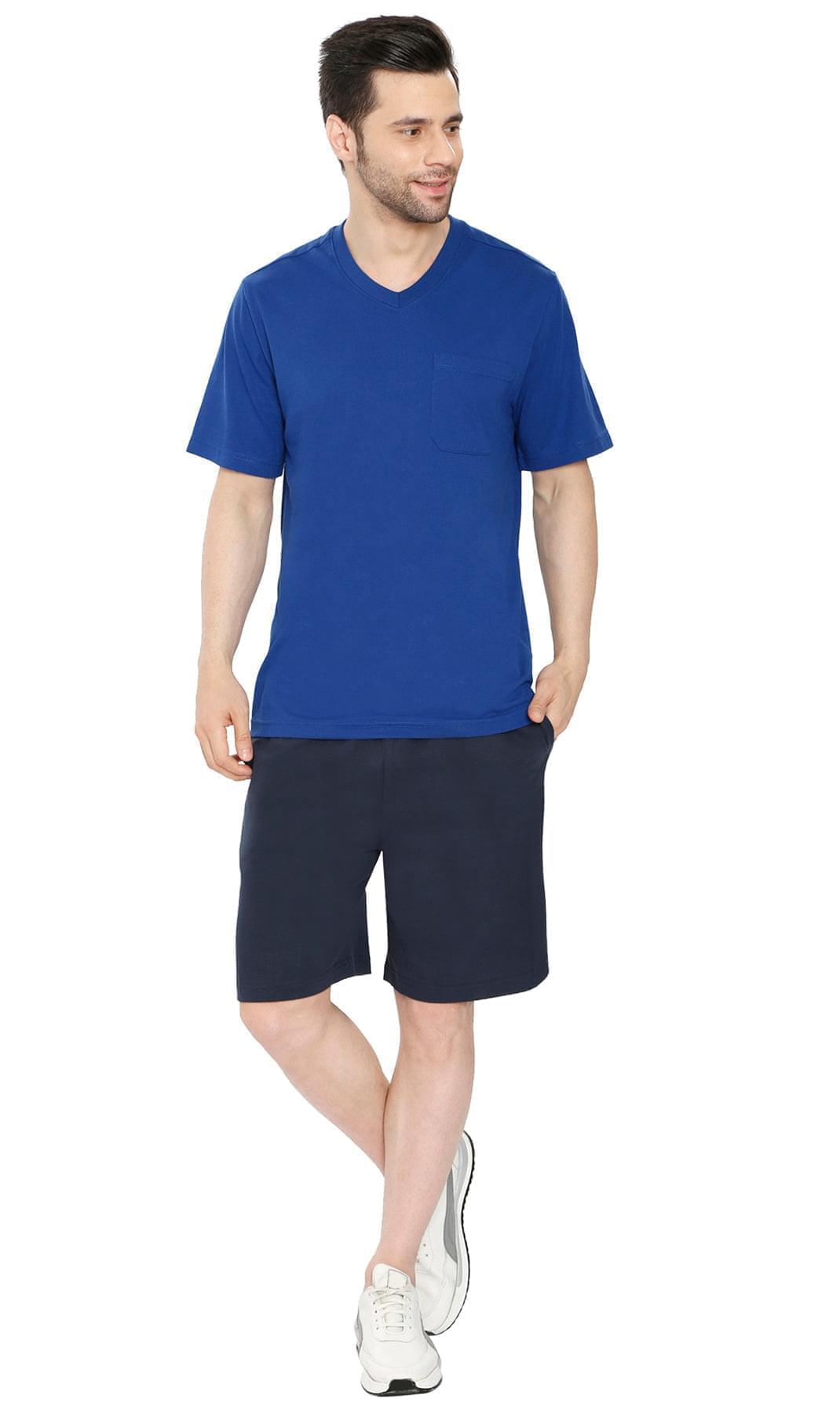 Men's V-Neck T-Shirt with Pocket ÔÇô The Dressier Tee - Royal - Full -TURTLE BAY APPAREL