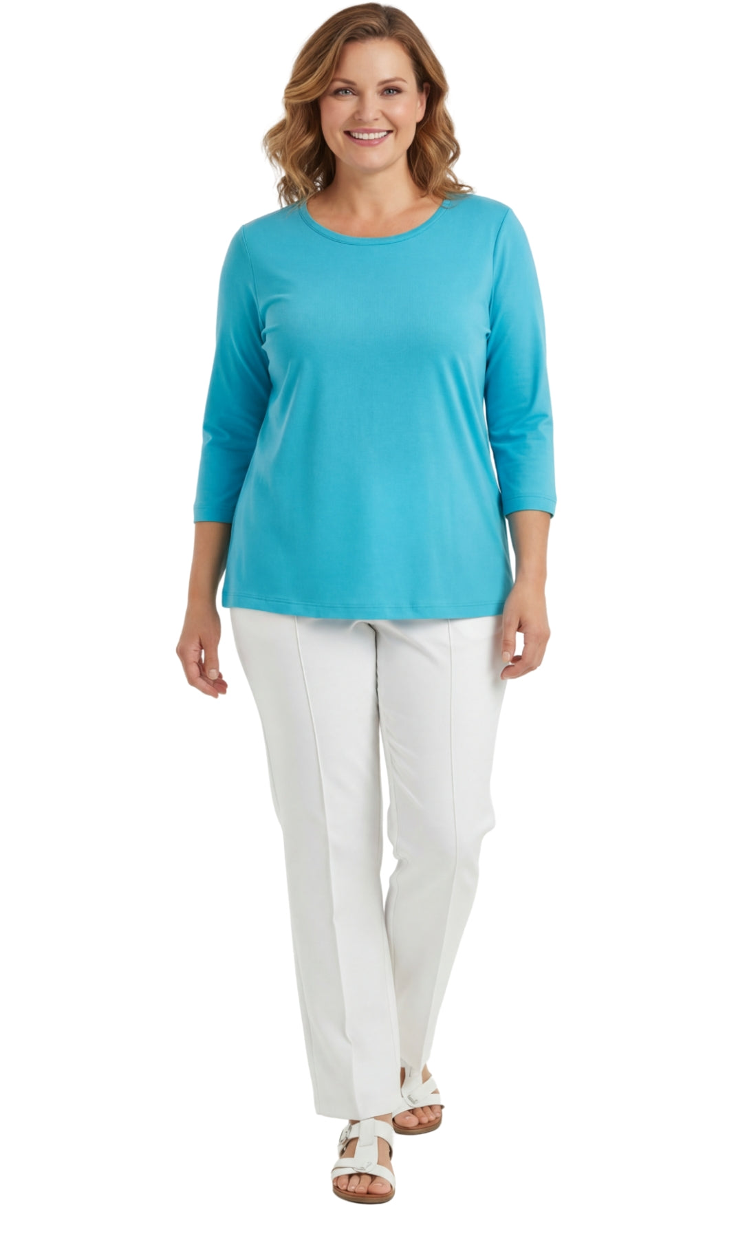 Women's 3/4 Sleeve Crew Neck Top – Comfortable Jer 42