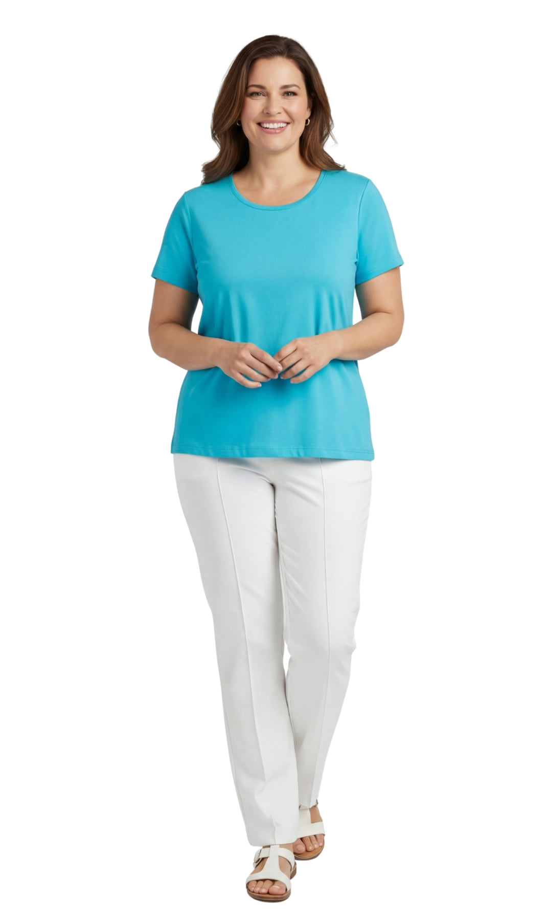 Women's Relaxed Fit Short-Sleeve Crew neck knit Tee Shirt 32