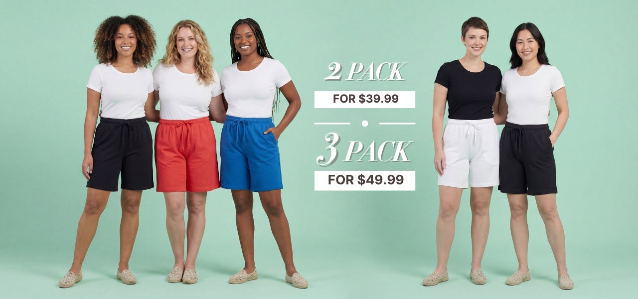 Turtle Bay New York Women's_Interlock_Knit_cotton_Shortsmultipacks combo pack