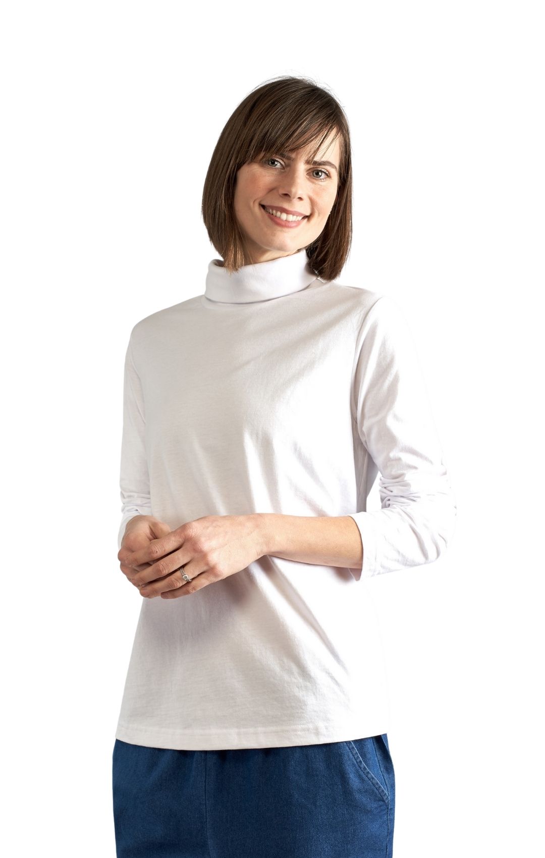 Women's Relaxed fit Long Sleeved Turtleneck Top White Main