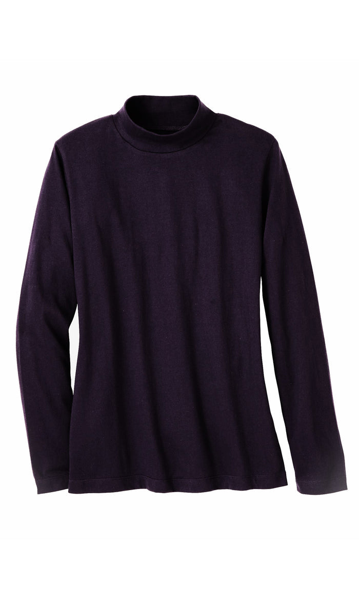 Turtle Bay New York Women's Long Sleeve Cotton Blend Mock Neck Top - An All-Season Essential black flat lay