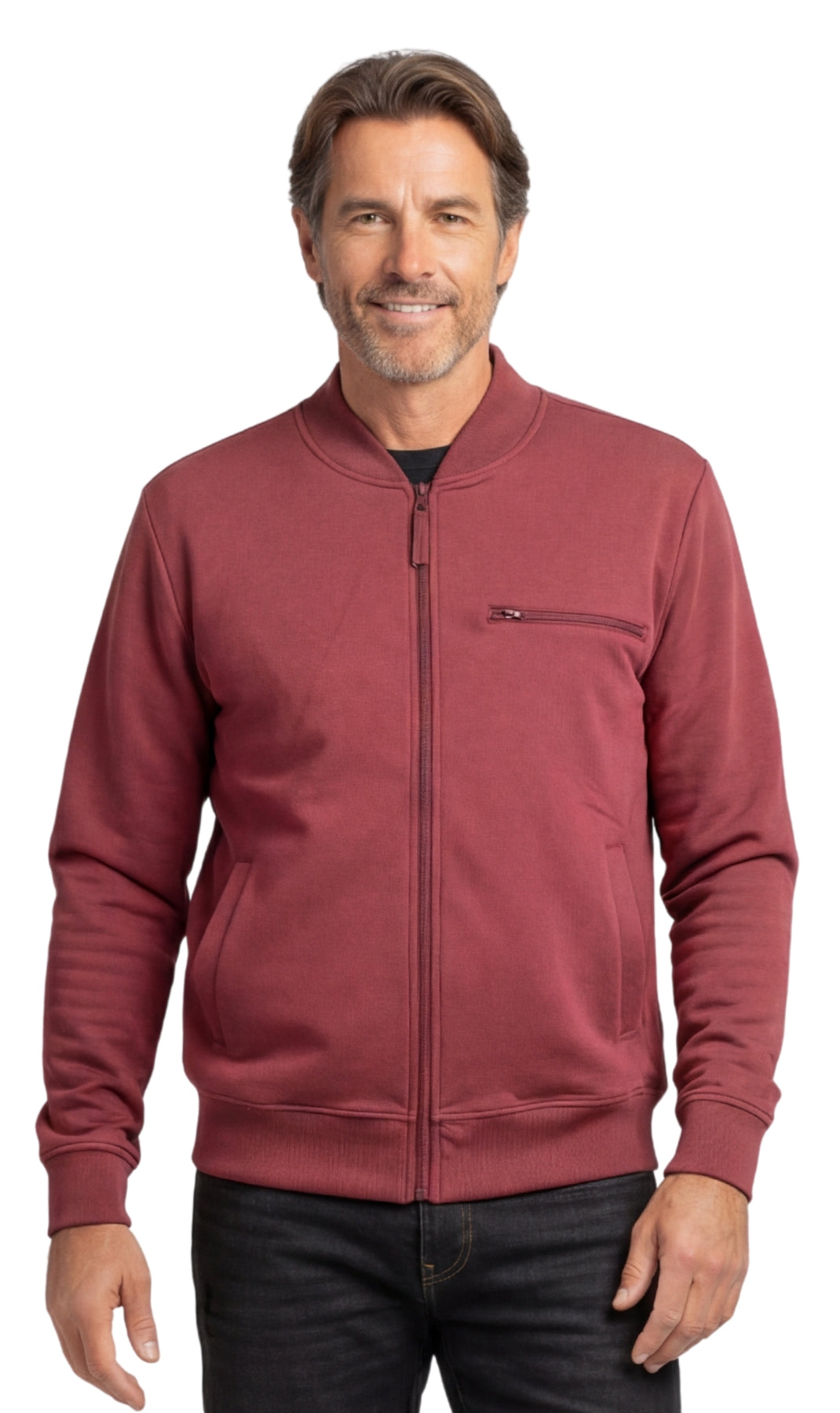 Men's Classic Zip-Up Baseball Fleece Jacket in Lightweight Cotton Blend Fabric with Sporty Edge 11