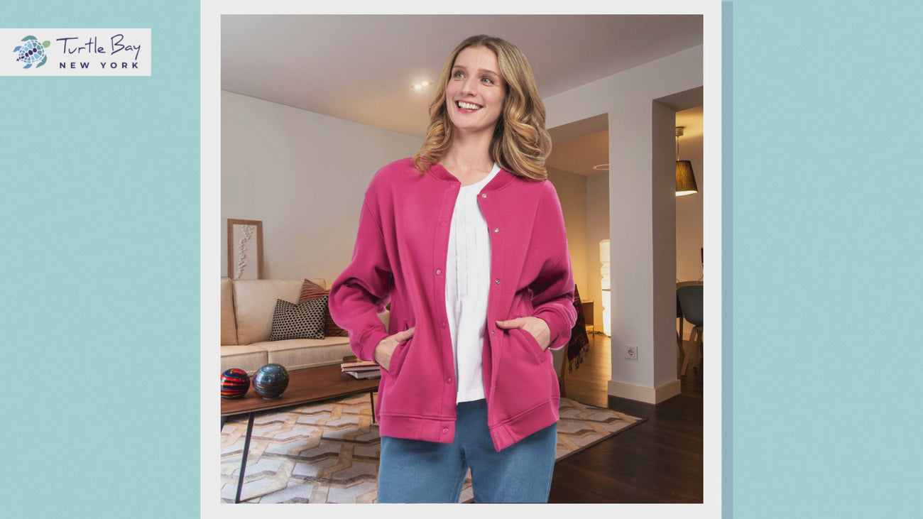 Turtle Bay New York Womens Snap Up Jacket - Soft, Fleecy Lining for Three-Season Comfort product details