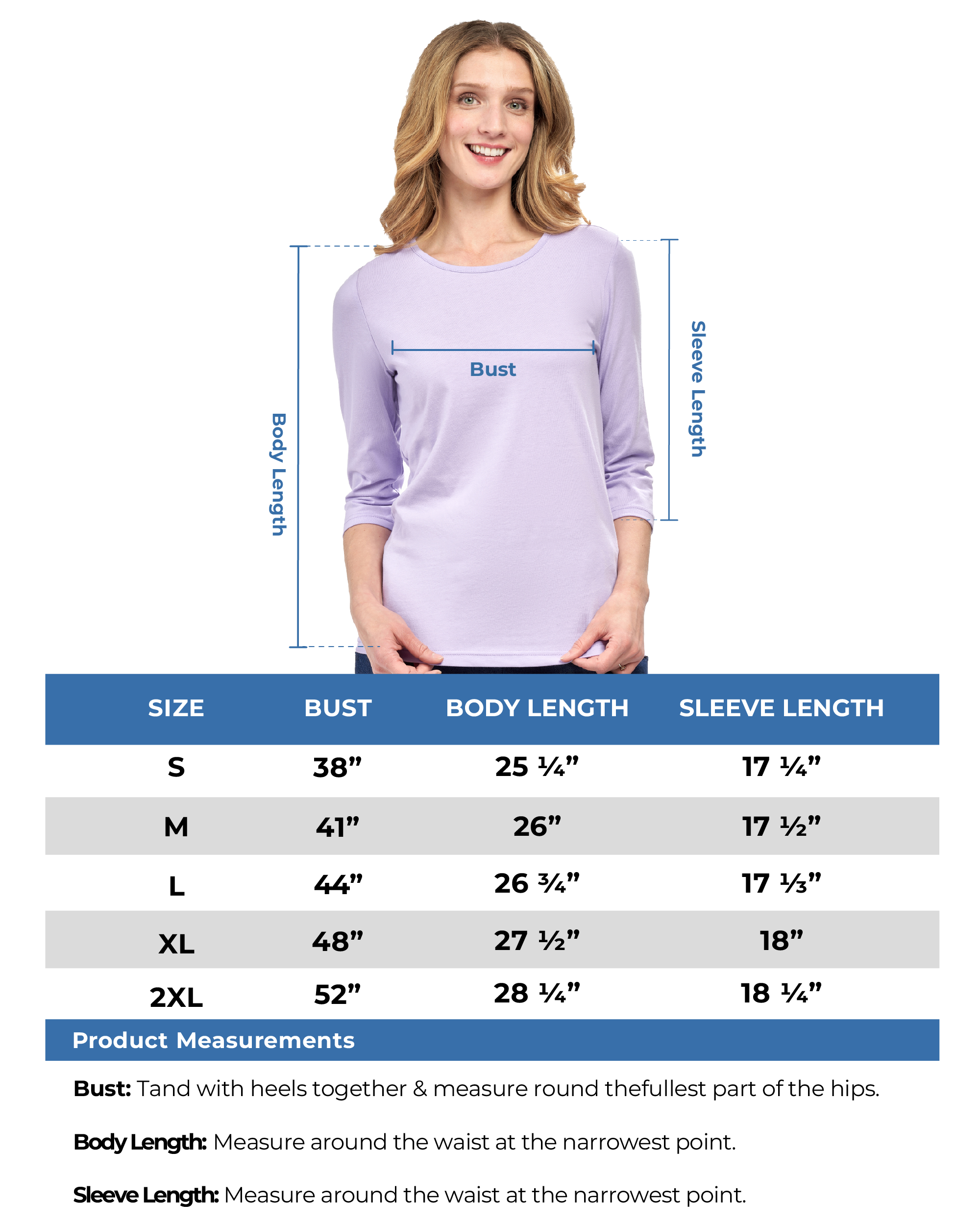 Women's 3/4 Sleeve Crew Neck Top – Comfortable Jer 22