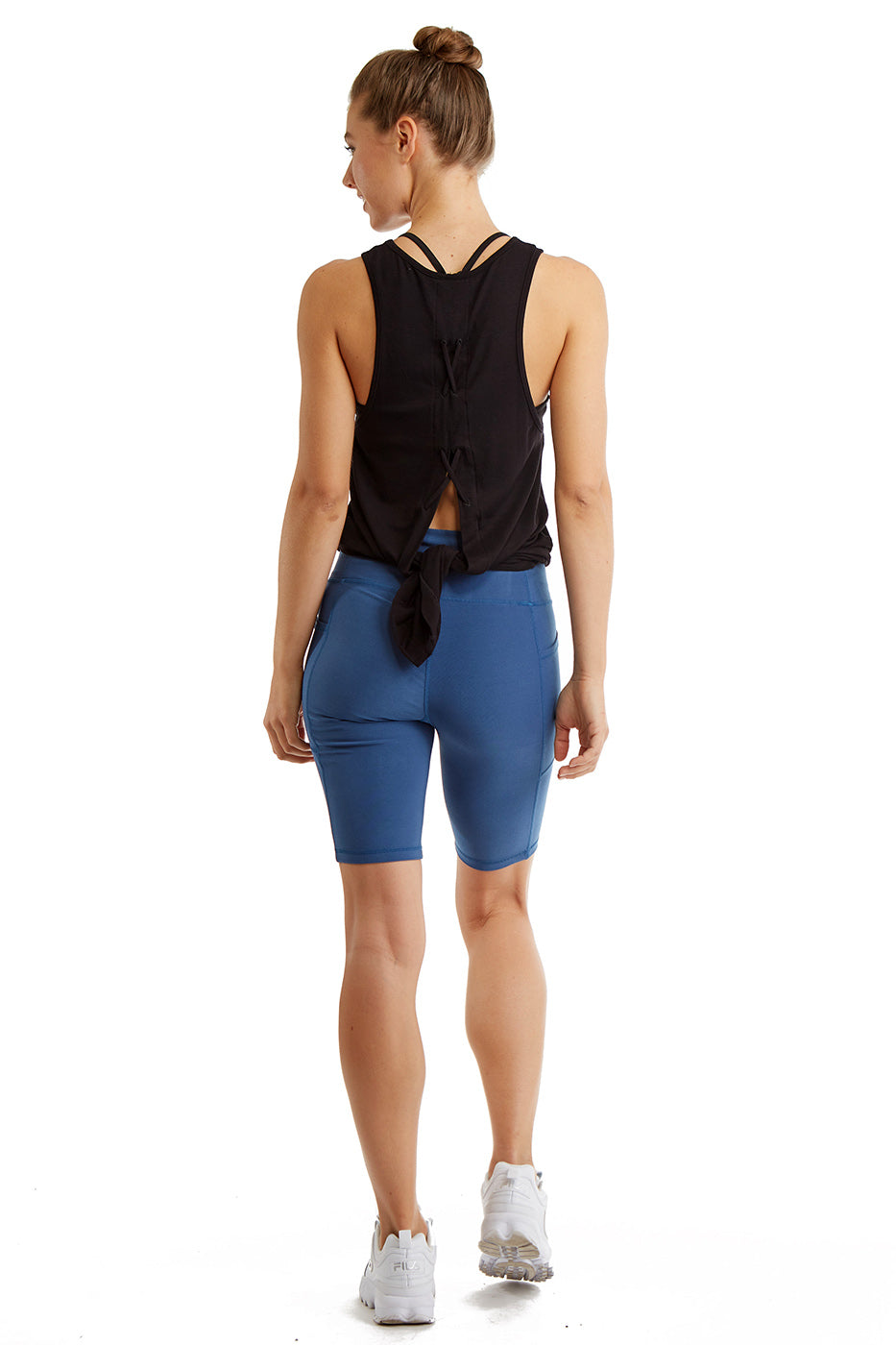 Women's Side Phone Pockets Cycle Shorts - Stellar - Back -  TURTLE BAY APPAREL